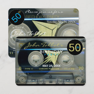 Retro T5 Cassette Tape 50th birthday Party Inv Invitation