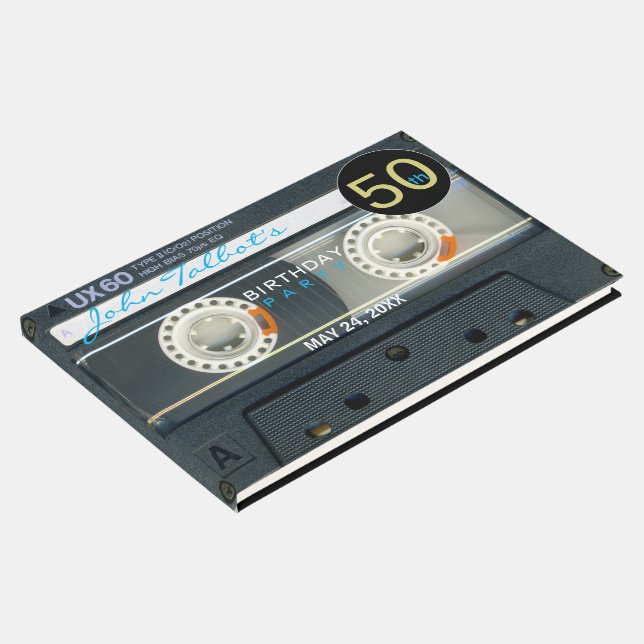 Retro T6 Audiotape 50th birthday Party Guest Book (Corner)