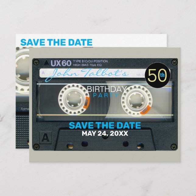 Retro T6 Audiotape 50th birthday Party Postcard (Front/Back)