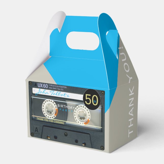 Retro T6 Audiotape 50th Birthday Thank You GFB Favour Box (Front Side)