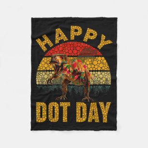 Retro T Rex Dinosaur Lovers Polka Dots Happy Dot D Fleece Blanket