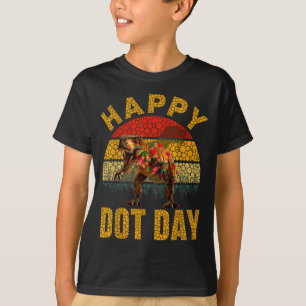 Retro T Rex Dinosaur Lovers Polka Dots Happy Dot D T-Shirt