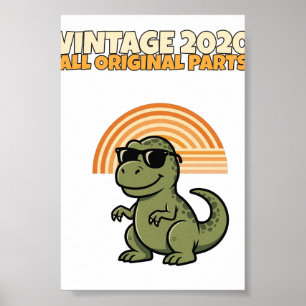 Retro T-Rex Dinosaur Wall Art Poster
