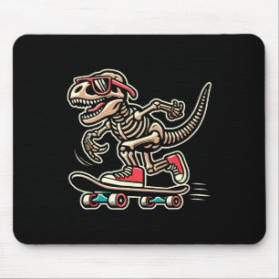 Retro T-rex Skeleton Dinosaur Skateboarding Boys  Mouse Mat
