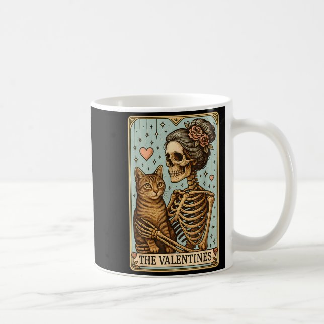 Retro Tabby Cat Valentine's Day Mom Tarot Card  Coffee Mug (Right)