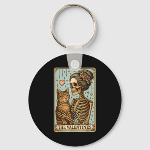 Retro Tabby Cat Valentine's Day Mom Tarot Card  Key Ring