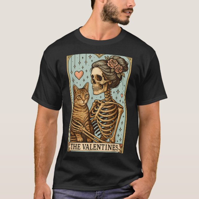 Retro Tabby Cat Valentine's Day Mom Tarot Card  T-Shirt (Front)