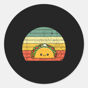 Retro Taco Lover Shirt Funny Retro Taco Humor  Classic Round Sticker