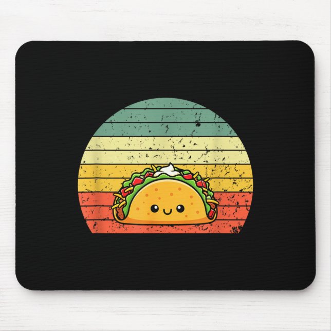 Retro Taco Lover Shirt Funny Retro Taco Humor  Mouse Mat (Front)