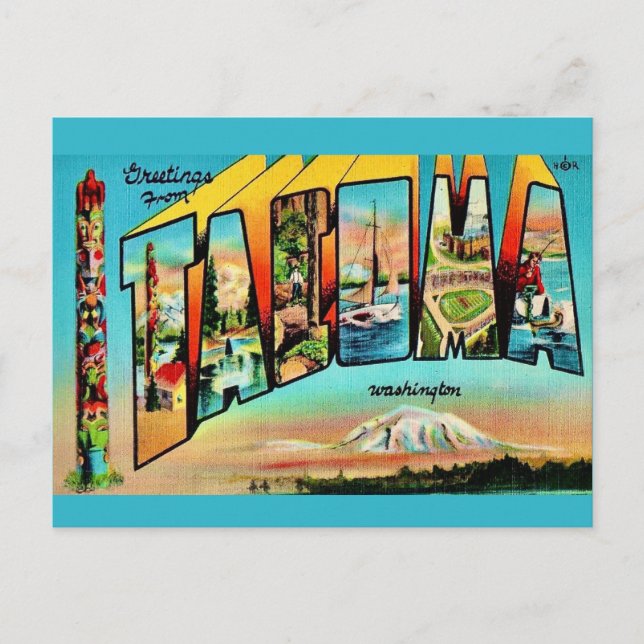 Retro Tacoma WA Postcard (Front)