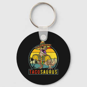 Retro Tacosaurus Taco Dinosaur T Rex Funny Cinco D Key Ring