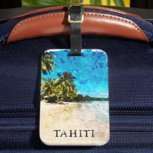 Retro Tahiti French Polynesia Travel Beach Luggage Tag