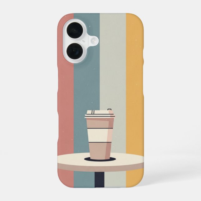 Retro Takeaway Coffee Cup iPhone 16 Case (Back)