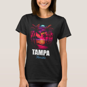 Retro Tampa Florida Sunset Vintage Vacation Souven T-Shirt