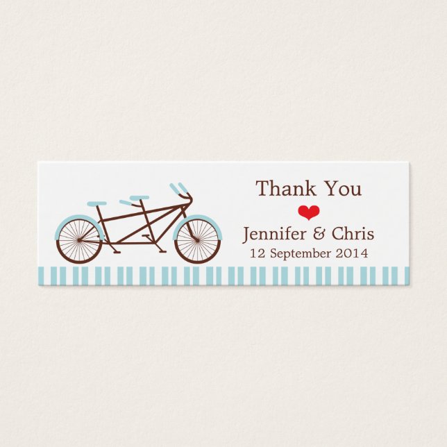 Retro Tandem Bicycle Blue & White Striped Wedding (Front)