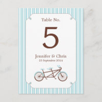 Retro Tandem Bicycle Blue & White Striped Wedding