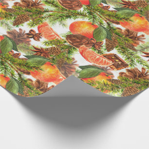 RETRO Tangerines Chocolate Cookie Pine Christmas Wrapping Paper