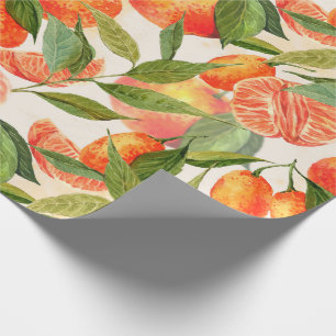 RETRO Tangerines Mandarins Branch Christmas Wrapping Paper
