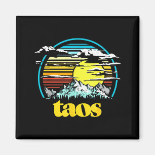 Retro Taos New Mexico Vintage 80s Style Mountains  Magnet