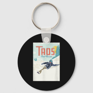 Retro Taos Ski Valley New Mexico Skiing Snowboardi Key Ring