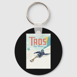 Retro Taos Ski Valley New Mexico Skiing Snowboardi Key Ring