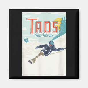 Retro Taos Ski Valley New Mexico Skiing Snowboardi Magnet