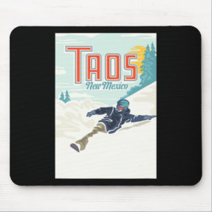 Retro Taos Ski Valley New Mexico Skiing Snowboardi Mouse Mat