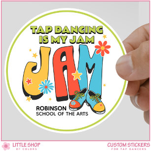 Retro Tap Dancing is My Jam Customizable Classic Round Sticker