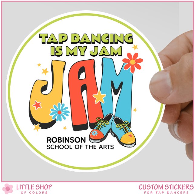 Retro Tap Dancing is My Jam Customizable Classic Round Sticker (Creator Uploaded)