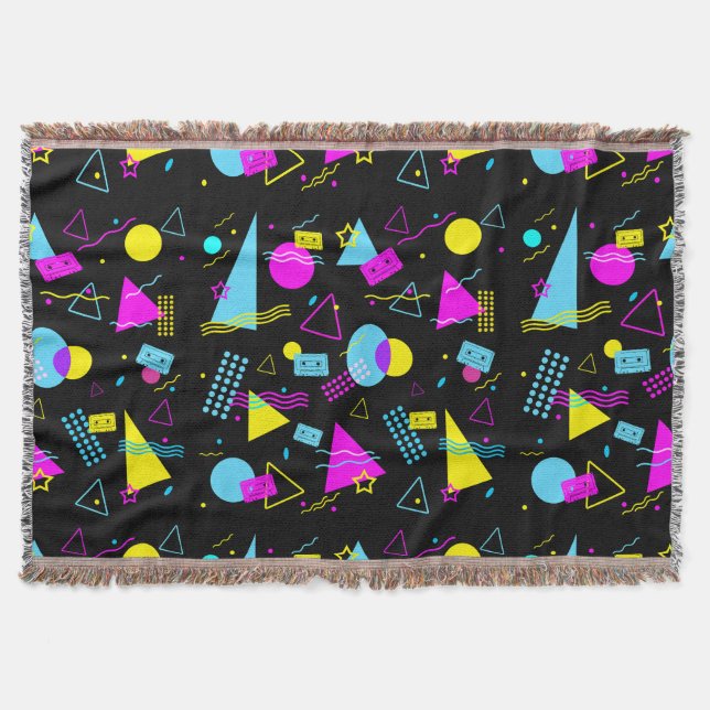 RETRO TAPE COLORFUL SHAPES  THROW BLANKET (Front)