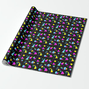 RETRO TAPE COLORFUL SHAPES  WRAPPING PAPER