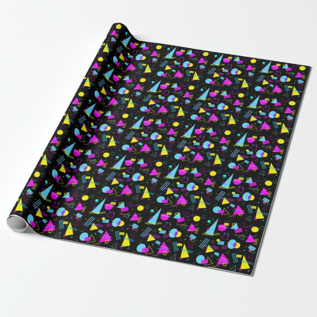 RETRO TAPE COLORFUL SHAPES  WRAPPING PAPER (Unrolled)