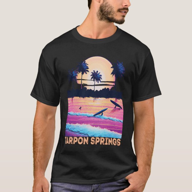 Retro Tarpon Springs Florida Souvenir Surf T-Shirt (Front)