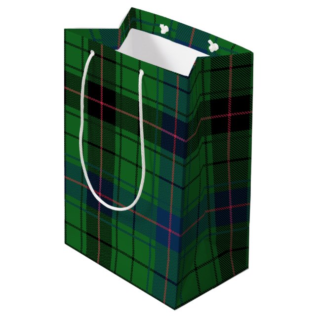 Retro Tartan Davidson Green Plaid Medium Gift Bag (Back Angled)