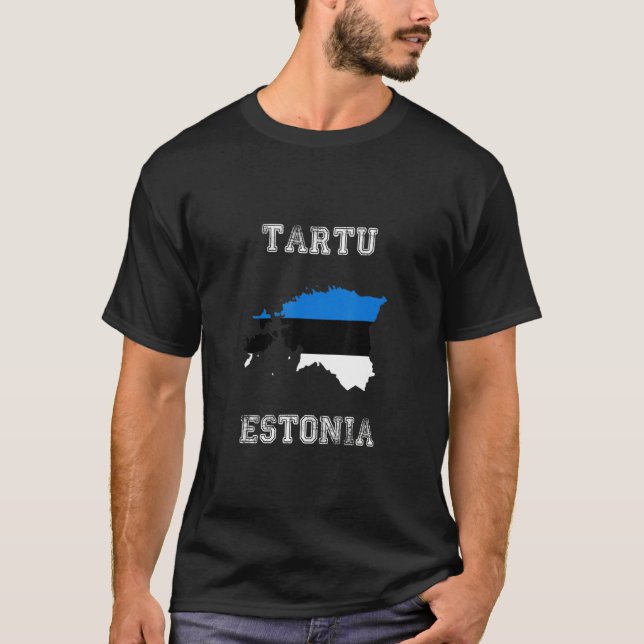 Retro Tartu Estonia Distressed Estonia Flag T-Shirt (Front)
