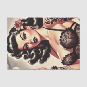 Retro Tatto Goth Girl Tissue Paper