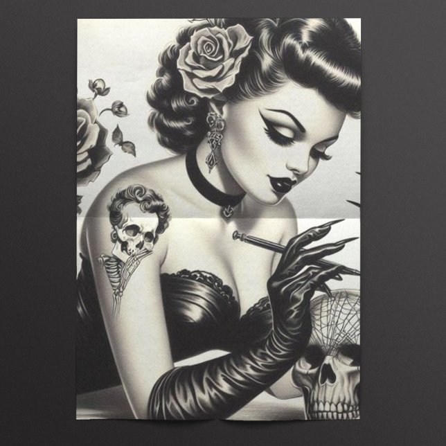 Retro Tattoed Goth Pin-up Tissue Paper (Creator Uploaded)