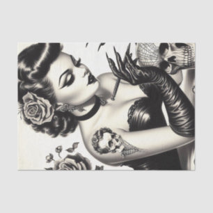Retro Tattoed Goth Pin-up Tissue Paper