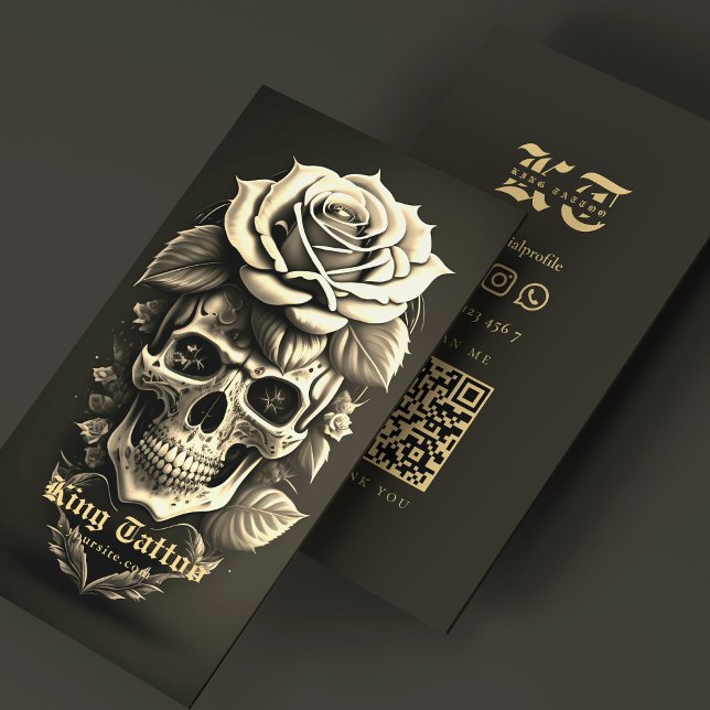 Retro Tattoo Artist Skull Tattooist Black Sand Business Card (Retro Tattoo Artist Skull Tattooist Black Sand Business Card
)