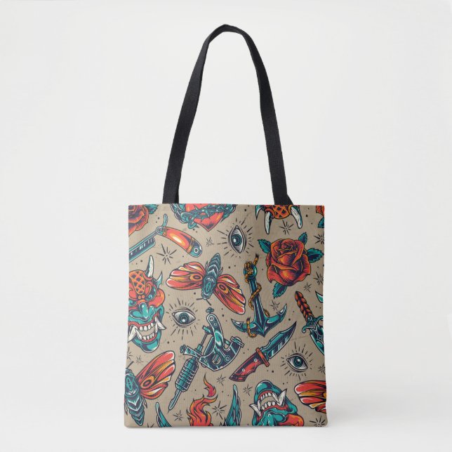 Retro Tattoo Design Tote Bag (Front)