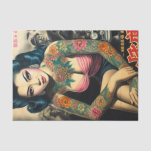 Retro Tattoo Girl Tissue Paper