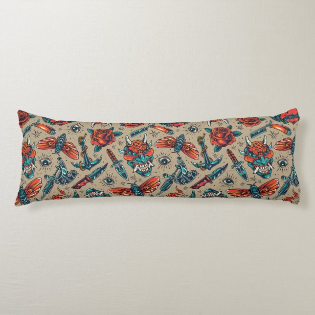 Retro Tattoo Pattern Body Cushion (Front)