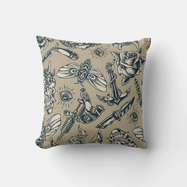 Retro Tattoo Pattern Cushion (Front)