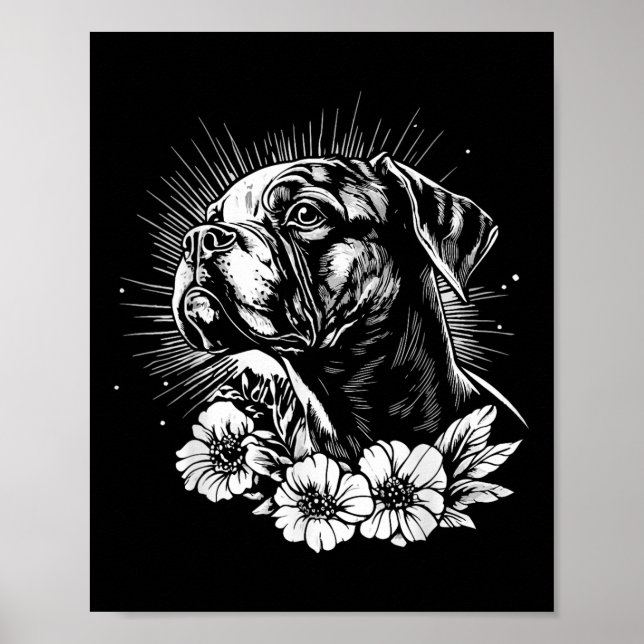 Retro Tattoo Style Boxer Dog Lover  Poster (Front)