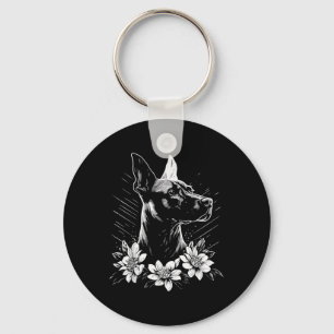 Retro Tattoo Style Doberman Pinscher Dog Lover _1 Key Ring