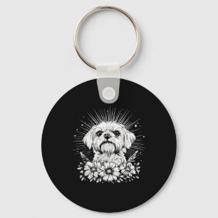 Retro Tattoo Style Maltese Dog Lover _1 Key Ring