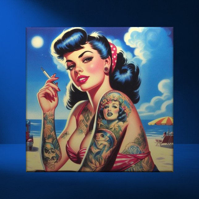 Retro Tattooed Bikini Summer Pin-up Tile (Creator Uploaded)