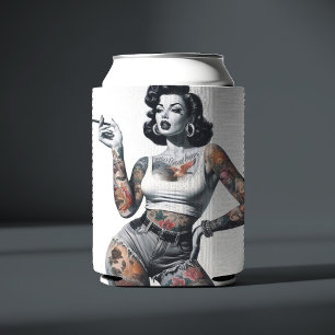 Retro Tattooed Girl Can Cooler