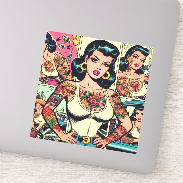 Retro Tattooed Pin-up Comics (Detail)