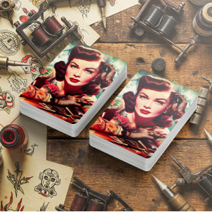 Retro Tattooed Pin-up Playing Cards